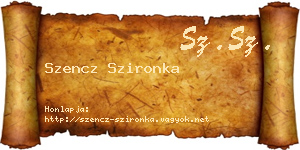 Szencz Szironka névjegykártya